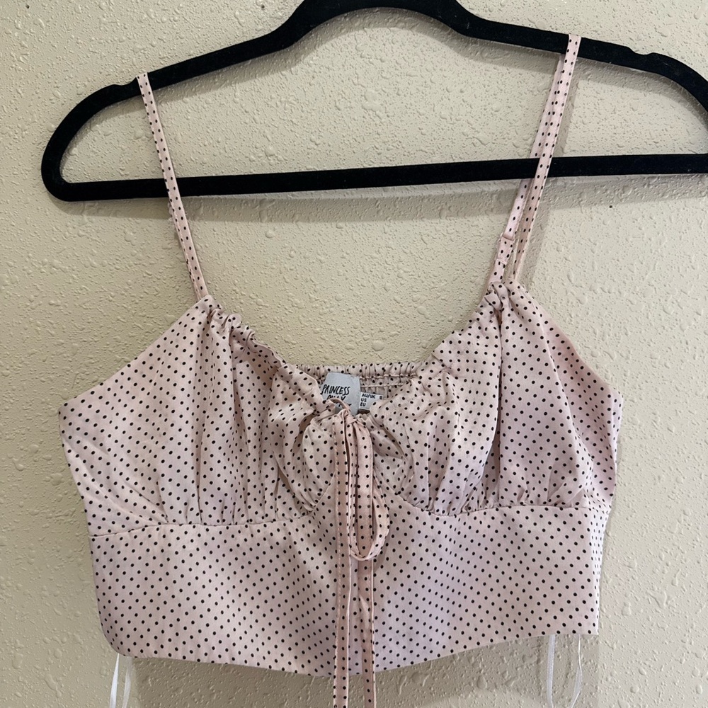 Princess Polly Blush and Black Spotted Top Size 4